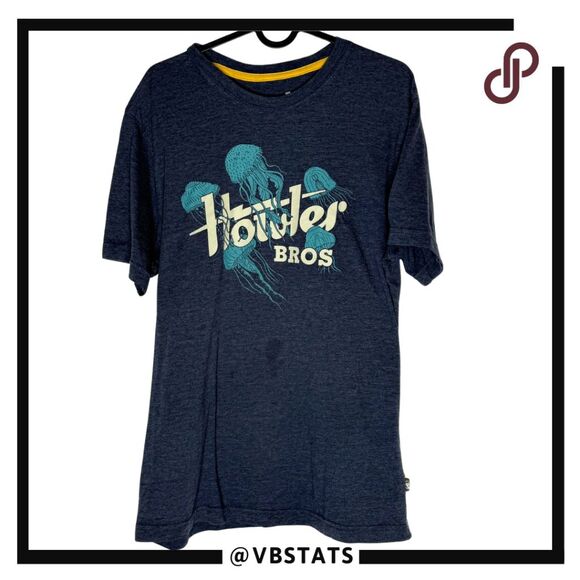 Howler Bros Mens Jellyfish Select Canvas Short Sleeve T-Shirt Navy Blue Medium - Picture 1 of 6